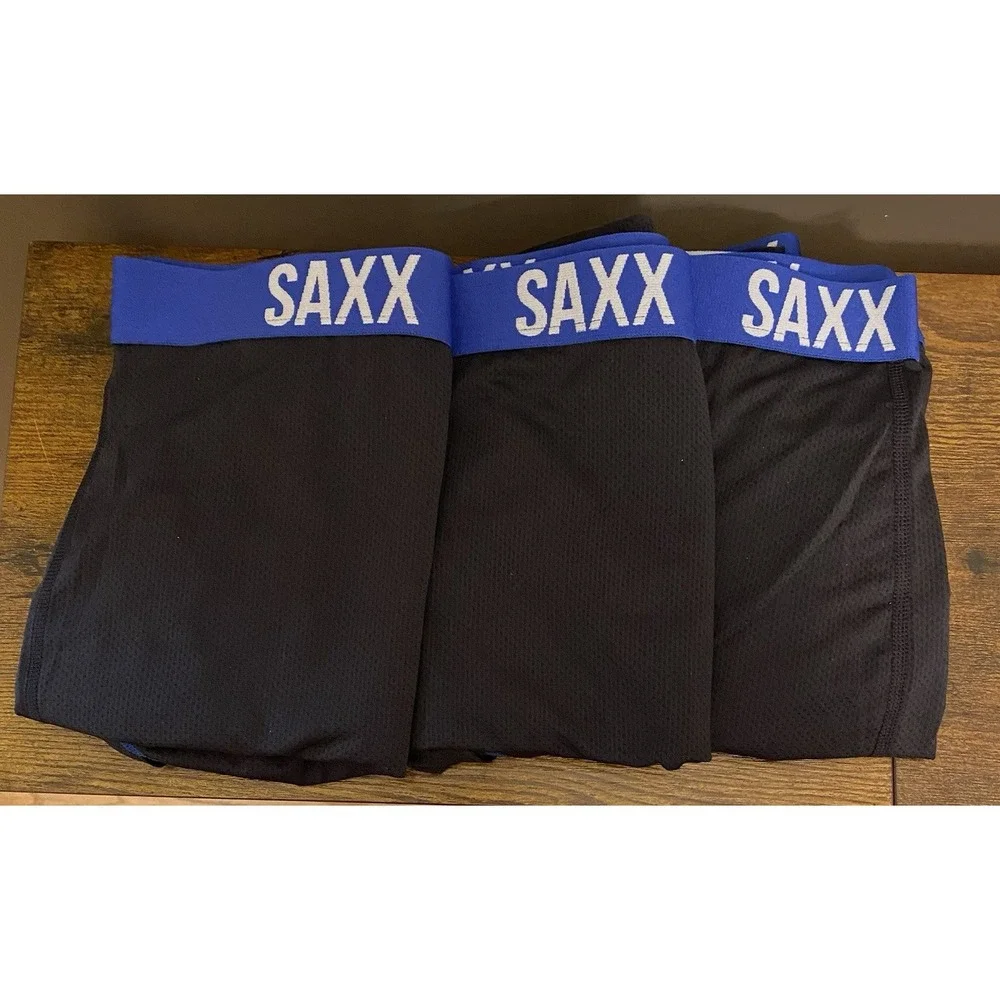 New! Saxx Men's Core Performance Mesh Blue/White Boxer Briefs Sz XXL